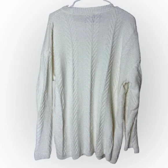 NWT, Orvis super soft, chenille, Cream Cable Knit Sweater - Picture 2 of 6